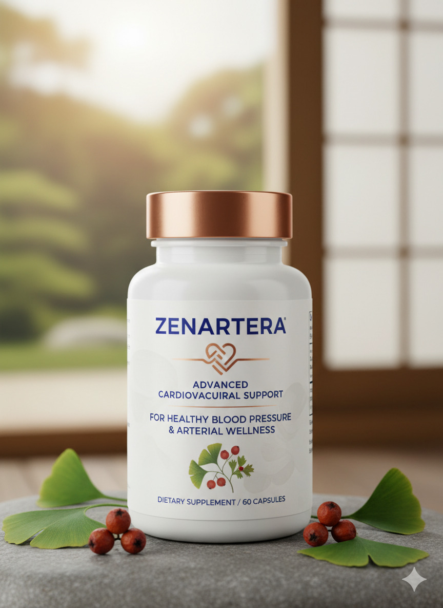 Zenartera dietary supplement bottle on a neutral surface